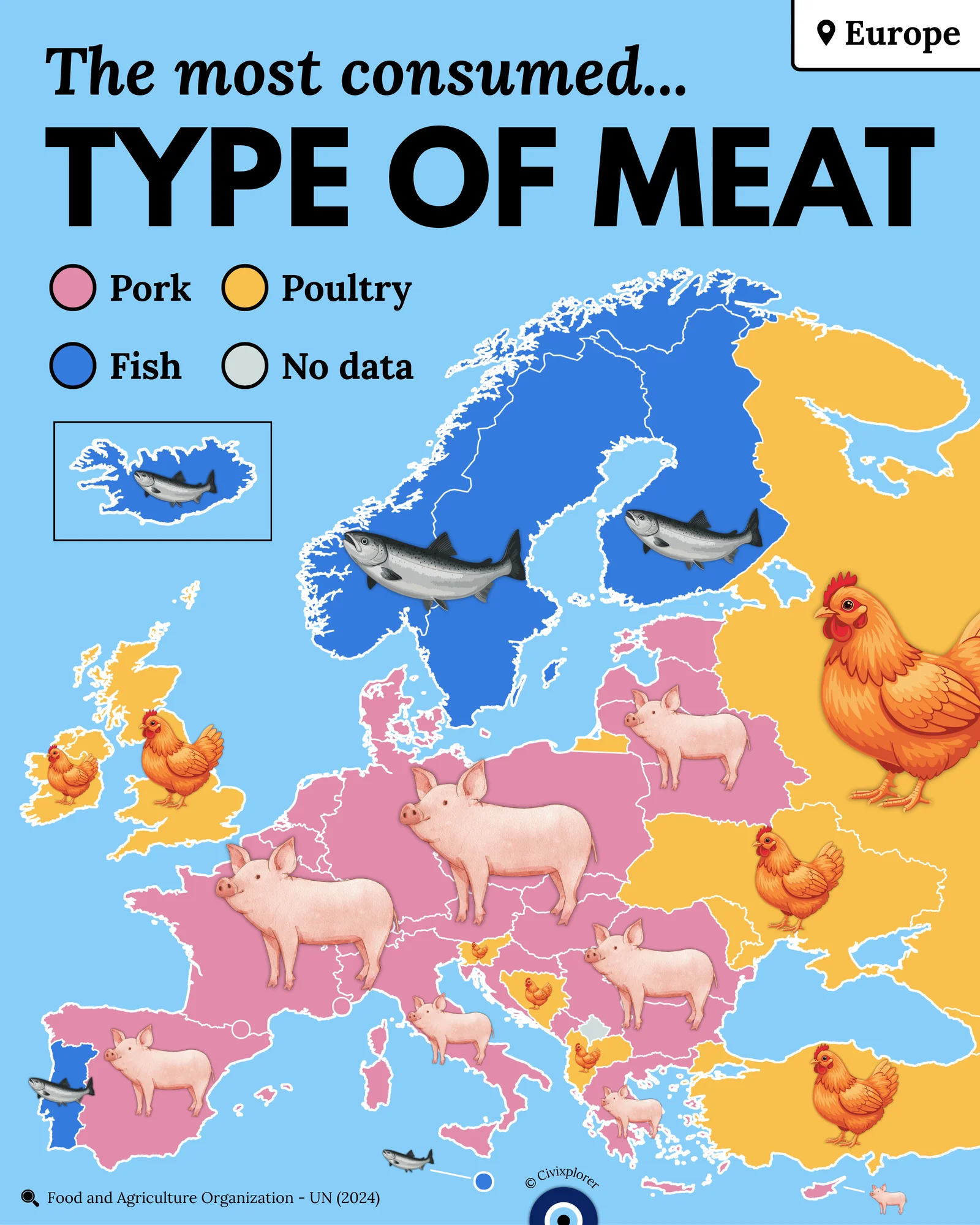 Europe’s Meat Map: What Each Nation Eats Most