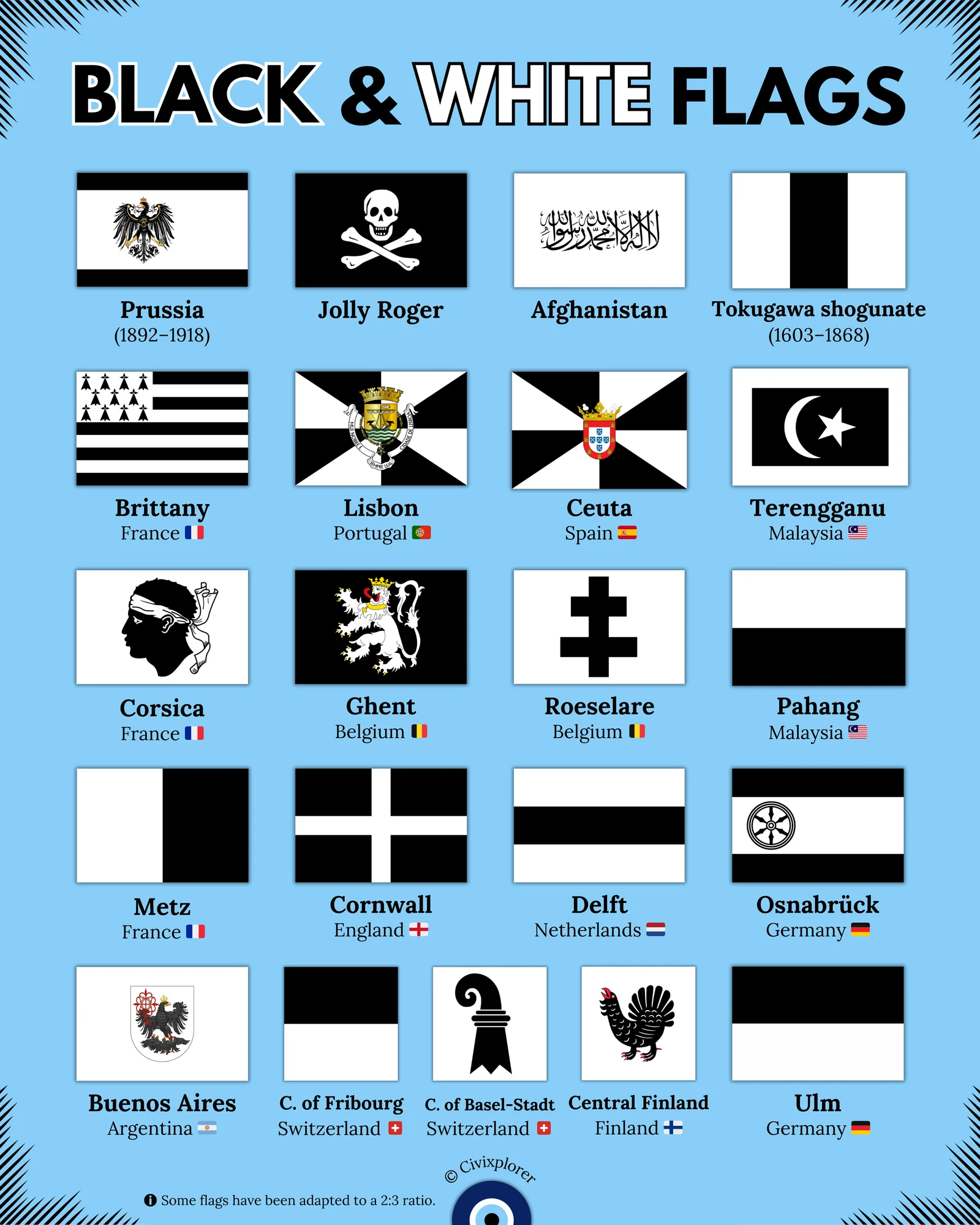 Duality of Power: Black and White Flags