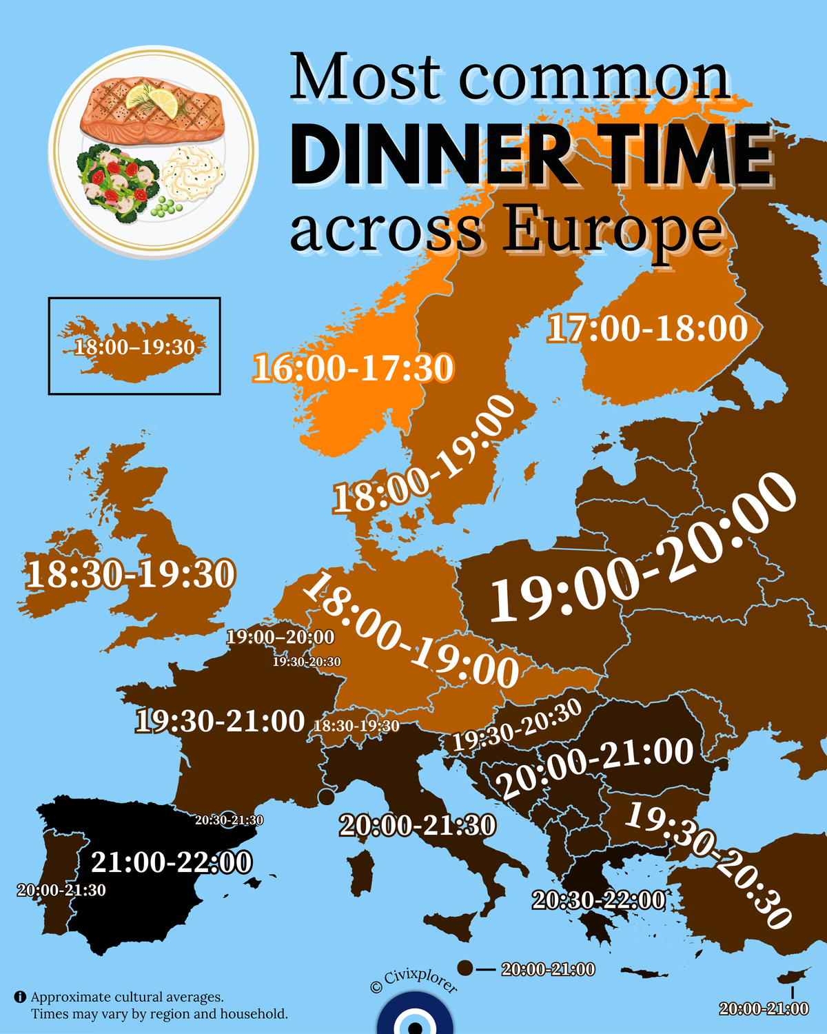 Europe’s Division: Typical Dinner Times