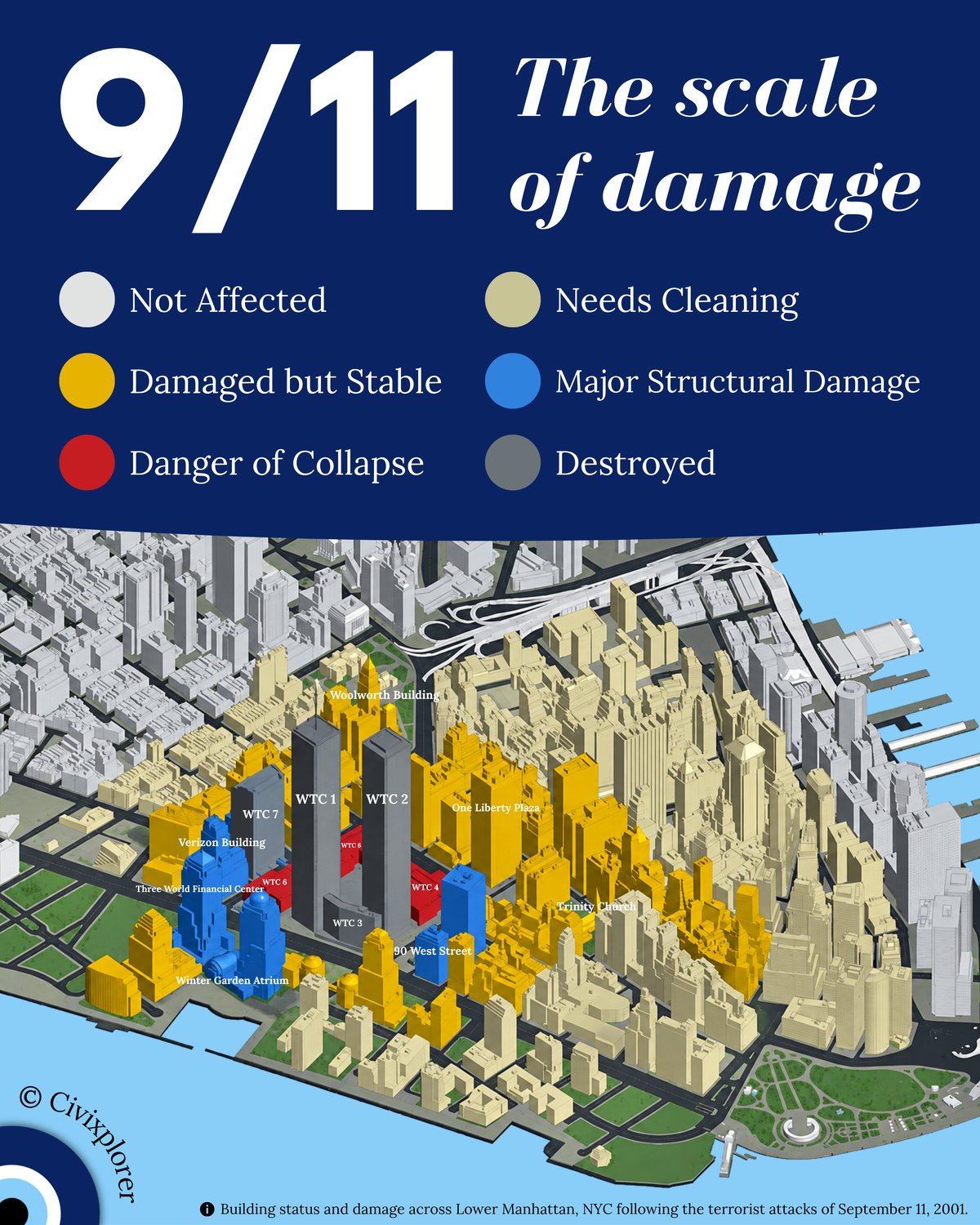 Mapping 9/11: Lower Manhattan's Scale of Damage