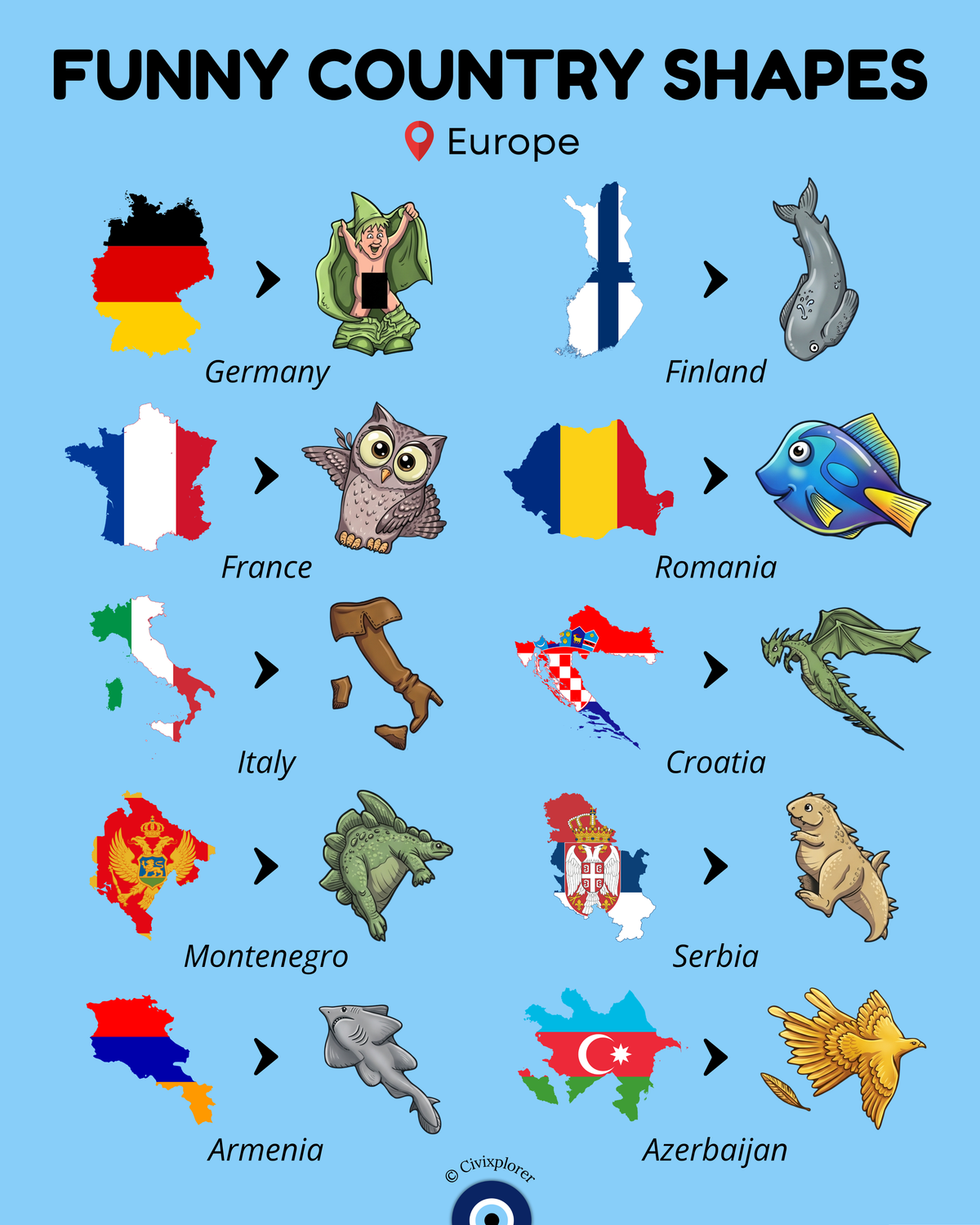 Funny Country Shapes: Europe