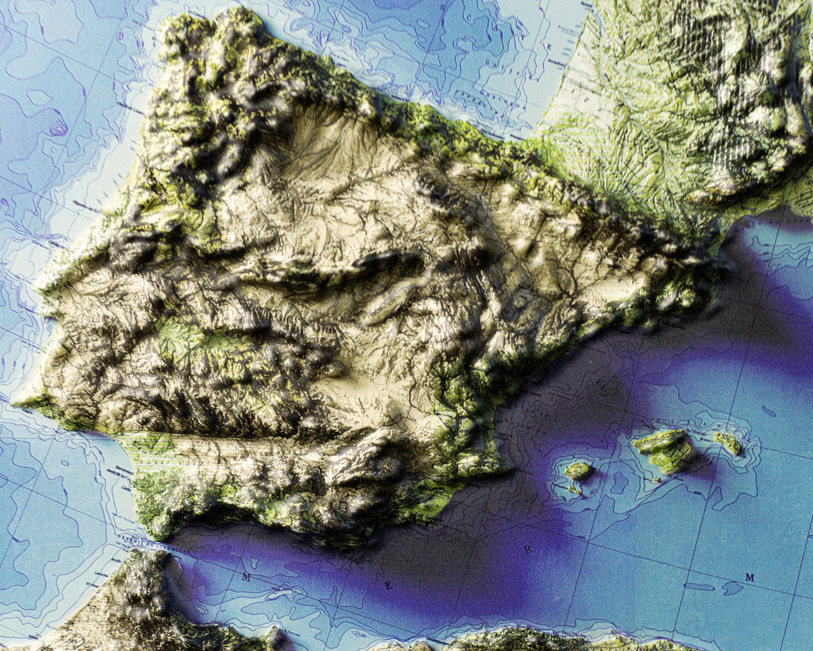 Europe 3D Elevation Map | Vintage-Style Wall Art