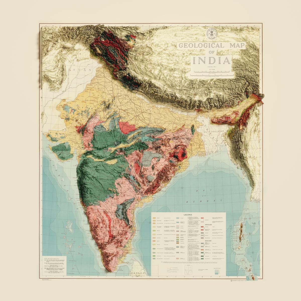 1843 India Vintage Geological Map
